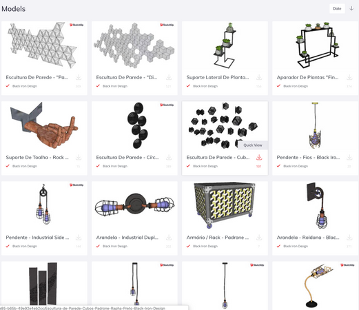 Peças em Sketchup para Projetos - Black Iron Design & Rapha Preto